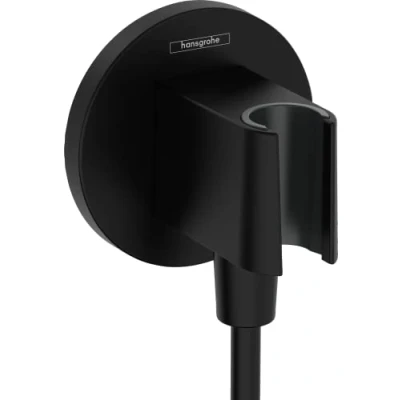 Abbildung von hansgrohe Wandanschluss mit Duschkopfhalterung FixFit S, Mattschwarz