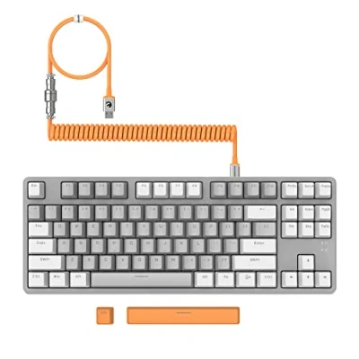 Abbildung von MAMBASNAKE AK873 Mechanische Tastatur zum Selbermachen, Spiralkabel, 22 Tasten RGB Hintergrundbeleuchtung, schwimmende Tastenabdeckung, 87% mit Abnehmbarer Magnetabdeckung, für Gamer…
