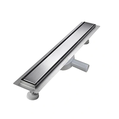 Abbildung von sunrik Duschrinne 70 cm, Befliesbar extra flach, Edelstahl Bodenablauf Komplettset mit 360Siphon Haarsieb