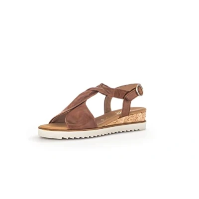 Abbildung von Gabor Damen Keilsandalen, Frauen Sandalen,Moderate Mehrweite (G),Keilsandaletten,Keilabsatz,Wedge Heel,bequem,Camel (Kork/Creme),41 EU / 7.5 UK