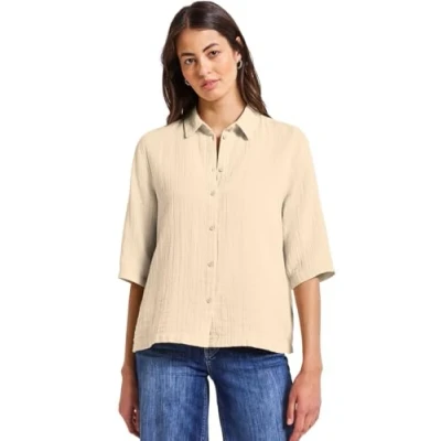 Abbildung von STREET ONE Damen A345609 Musselin Hemdbluse, Coastal Beige, 42