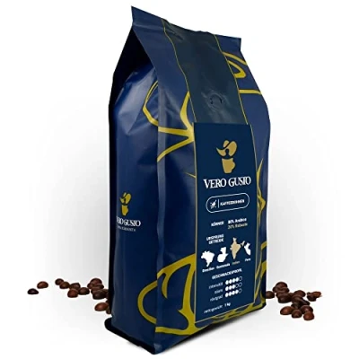 Abbildung von Caveres Vero Gusto Kaffeebohnen I Premium Bohnenkaffee Mischung 80% Arabica aus Brasilien, Guatemala, Peru 20% Robusta Indien Ganze Bohnen (1 kg)