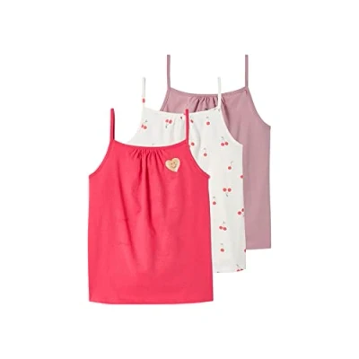Abbildung von VERTBAUDET Basics Tanktops mit dünnen Trägern für Mädchen, 3 Stück, Rosa, 14 Jahre