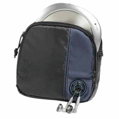 Abbildung von Hama CD Player Tasche für Discman und 3 CDs, Schwarz Blau, Trageriemen, Kabelausgang