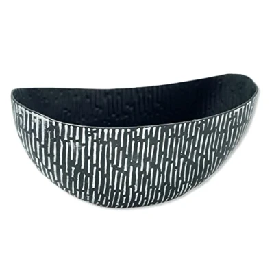 Abbildung von DARO DEKO Metall Schale Schiff 25 x 11,5cm schwarz weiß Blumenschale Pflanzschale Planztopf