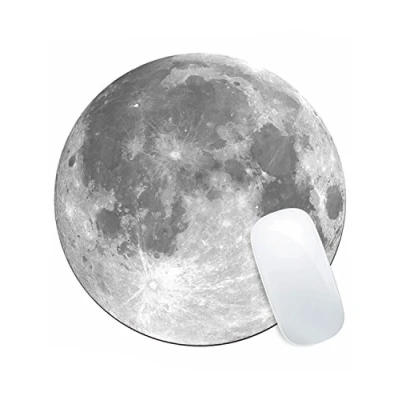 Abbildung von KINGCOO Gaming Mauspad, Office und Mauspad/Mousepad Runde Mousemat Mausunterlage mit Rutschfestem Gummi Mousepad (Mond)