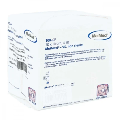 Abbildung von Vliesstoff kompressen 10x10 cm unsteril 4fach