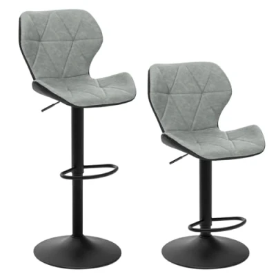 Abbildung von EUGAD 0664BY 2 2X Barhocker Barstuhl Bistrohocker Tresenhocker Retro höhenverstellbar und drenbar mit Rückenlehne aus Kunstleder Stahl Grau