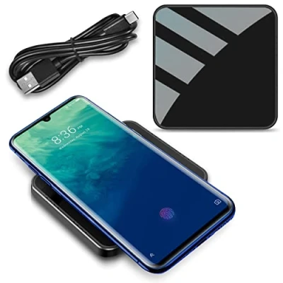 Abbildung von Qi Induktives Ladegerät kompatibel für Nokia XR20 Ladestation 15W 10W 7,5W 5W Kabelloser Universal Charger, Modell:M08_15W_Schwarz