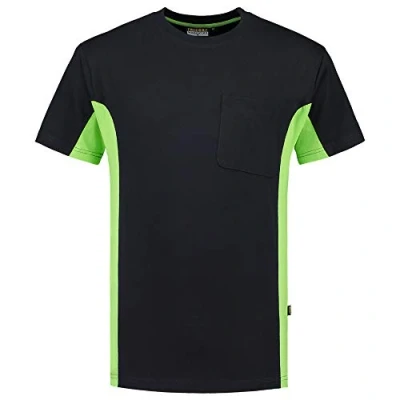 Abbildung von Tricorp 102002 Workwear Bicolor Brusttasche T Shirt, 100% Gekämmte Baumwolle, 190g/m², Navy Lime, Größe 7XL