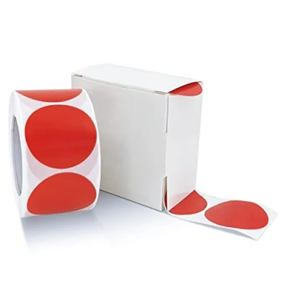 Abbildung von Runde Aufkleber 25mm Rot Selbstklebend Rolle kleine Klebepunkte Etiketten Farbkodierung kreise Sticker Ablösbare Wetterfest Mit Spenderbox 500 Stück