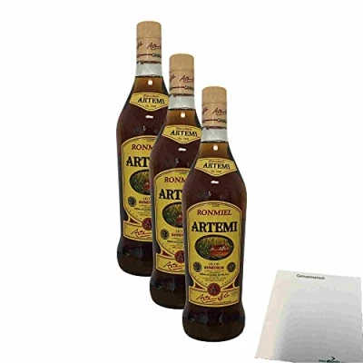 Abbildung von Artemi Ron Miel Canario 20% 3er Pack (3x1l Flasche Rum mit Honig) + usy Block