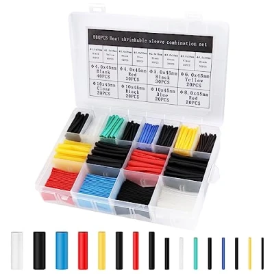 Abbildung von JOPHEK Schrumpfschlauch Set, Schrumpfschläuche 2:1 Verhältnis Sortiment, Electrical Wire Kabel Wrap Sortiment Elektrische Isolierung Tube Kit mit Box (580)