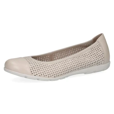 Abbildung von CAPRICE Damen Ballerinas aus Leder mit Lochmuster, Cremefarben (Cream Perlato), 36 EU