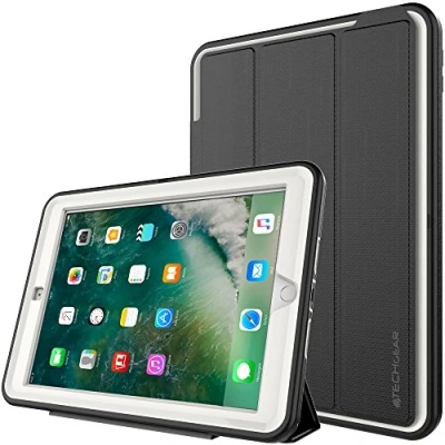 Abbildung von TECHGEAR D Fence Koffer für iPad 9.7 Zoll (2018/2017) Schlanker, schlagfester, robuster Schutzanzug Rüstung Defence Smart Fall Kinder Schulen Builders Workman Schale Schwarz/Violett