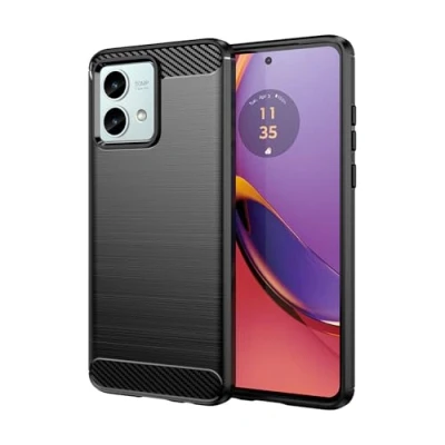 Abbildung von betterfon Hülle für Motorola Moto G84 Handyhülle Carbon Outdoor Handy Tasche in Schwarz