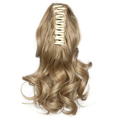 Abbildung von SEGO Ponytail Extension Pferdeschwanz Haarteil Haarverlängerung Zopf Hair Piece Haar Voluminös Wavy wie Echthaar Aschblond Gewellt 12&quot;(30cm) 110g