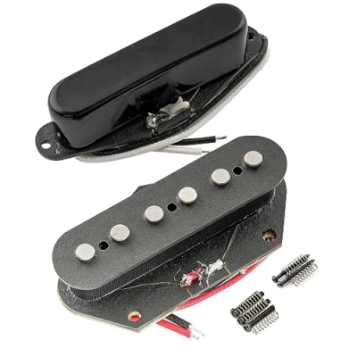 Abbildung von Artec TFA40 Alnico 5 Standard Tele Tonabnehmer Hals Steg Pickups Set für Style E Gitarre, Schwarz