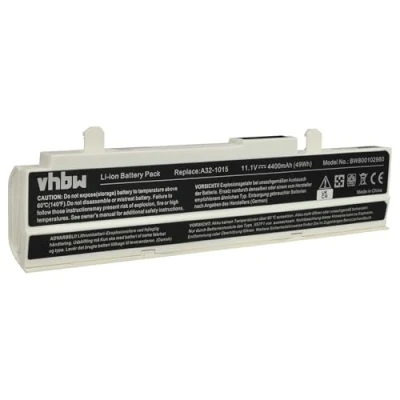 Abbildung von vhbw 1x Akku kompatibel mit Asus Eee PC 1015B, 1015, 1015PE, 1015PDG, 1015PD, 1015P, 1015PEB Notebook (4400 mAh, 11,1 V, Li Ion) weiß