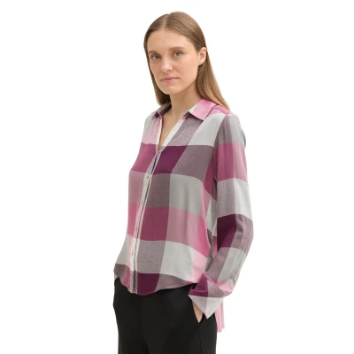 Abbildung von TOM Tailor Karierte Hemdbluse, Damen, Größe: 46, Berry check design