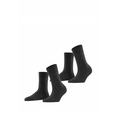 Abbildung von ESPRIT Damen Uni 2 pack W Baumwolle Einfarbig Paar Socken, Grau (Anthracite Melange 3080), 39 42 EU