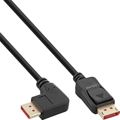 Abbildung von InLine® DisplayPort 1.4 Kabel, 8K4K, rechts gewinkelt, schwarz/gold, 1m