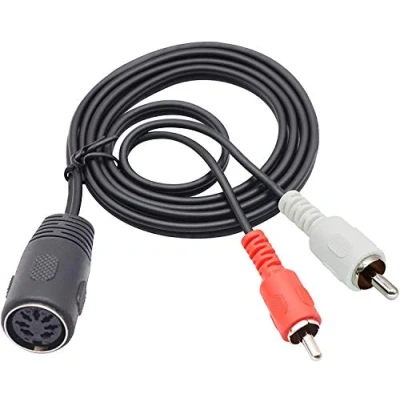 Abbildung von zdyCGTime 7 Pin Din MIDI Verlängerung Skabel,DIN Polig Weiblich zum 2 Cinch Männlich Stecker Audio Adapter kabel,Kompatibel mit Bang &amp; Olufsen, Naim, Quad.Stereo Systeme.(1.5 M)