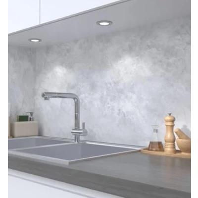 Abbildung von MyMaxxi Selbstklebende Küchenrückwand Folie ohne Bohren Motiv Beton in Marmor Optik weiß 60cm hoch Klebefolie Wandtattoo Wandbild Küche Wand Deko Mauer Zement Fläche 280 x