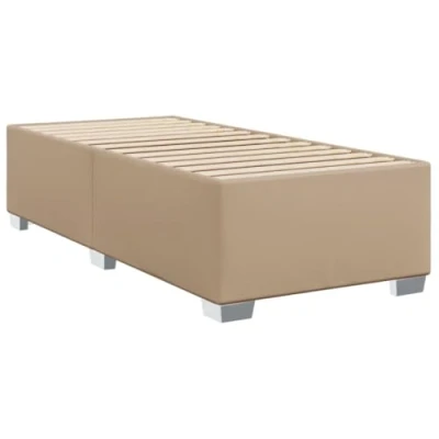 Abbildung von vidaXL Bettgestell, Bettrahmen mit Lattenrost, Polsterbett Bett für Schlafzimmer, Einzelbett Schlafzimmerbett, Cappuccino Braun 100x200cm Kunstleder