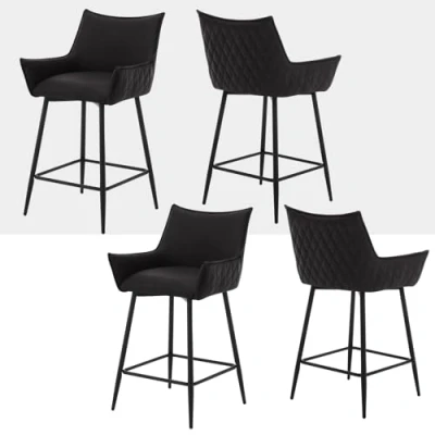 Abbildung von WOLTU 4er Set Barhocker, Barstuhl mit Rückenlehne, Armlehnen, Fußstütze, Hocker Kunstleder Bezug, Polsterhocker ergonomisch, Küchenhocker, modern, für Bar Küche Esszimmer, Anthrazit, BH391an 4