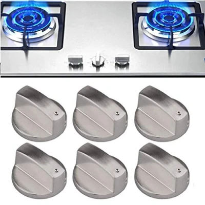Abbildung von 6mm Gasherd Knöpfe Drehknopf Ofenschalter Universal Metall Steuer Zink Legierung Küche Herd Kontrollknöpfe Teile Ersatz Zubehör für Gas Ofen Koch (silber) 6 Stück