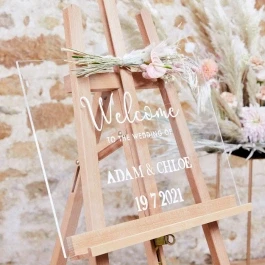Abbildung von Ginger Ray Clear Acrylic Personalisable Wedding Schild mit Aufschrift Welcome Entrance, blanko