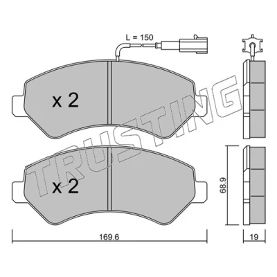 Abbildung von TRUSTING 725.1 Bremsbelagsatz inkl. Verschleißwarnkontakt FIAT: Ducato III Kastenwagen, Pritsche / Fahrgestell, Bus