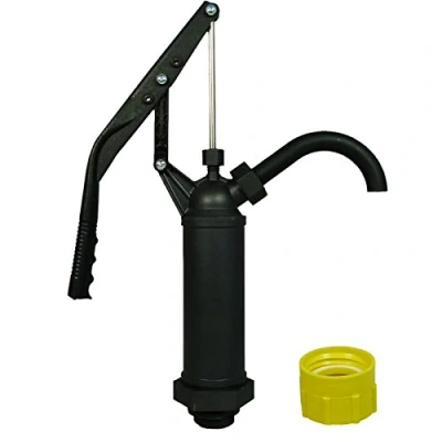 Abbildung von ABACUS® Fasspumpe Vario Profi mit variablem Hub + Adapter gelb für Gewinde Nr. 61 geeignet Alkohole, Benzin, Diesel, Laugen und Säuren Handpumpe Hebelfasspumpe Ölpumpe Kerosinpumpe (7220)