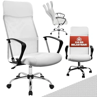 Abbildung von Casaria® Bürostuhl Ergonomisch Hohe Rückenlehne Härtegradeinstellung 46 60cm Sitzhöhe Wippfunktion Lenden und Kopfstütze Büro Schreibtisch Dreh Stuhl