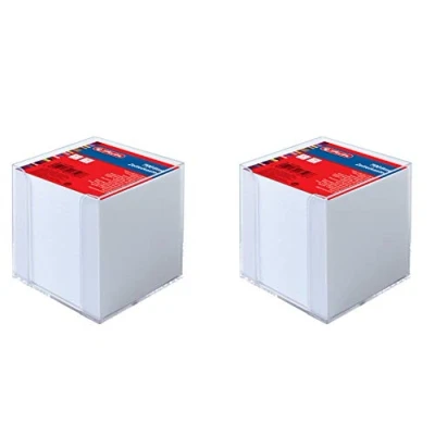 Abbildung von Herlitz Zettelkasten 9x9x9cm mit 700 Blatt weiß gefüllt (Transparent, 2x Zettelkasten)