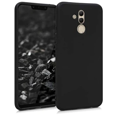 Abbildung von kwmobile Hülle kompatibel mit Huawei Mate 20 Lite weiches TPU Silikon Case Cover geeignet für kabelloses Laden Schwarz matt