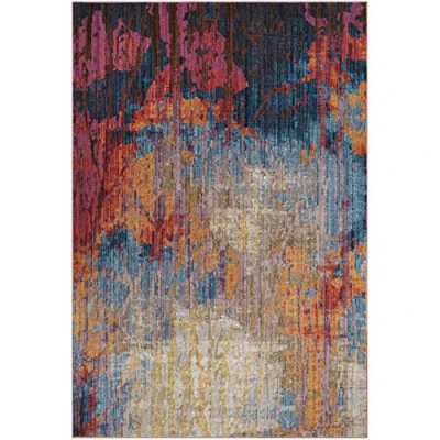 Abbildung von SAFAVIEH Traditionell Teppich für Wohnzimmer, Esszimmer, Schlafzimmer Bristol Collection, Kurzer Flor, Blau und Rost, 183 X 274 cm