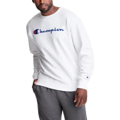 Abbildung von Champion Herren Graphic Powerblend Fleece Crew Sweatshirt, Weiß, X Large