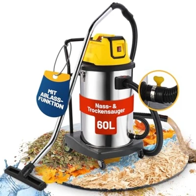 Abbildung von 2mGoods Nass Trocken Sauger beutellos mit waschbarem Baumwollfilter gegen Feinstaub, 1600,00 W, 4in1 Zubehör für Haushalt, Industriestaubsauger Kupfer Doppelmotor &amp; CoolAir Technologie