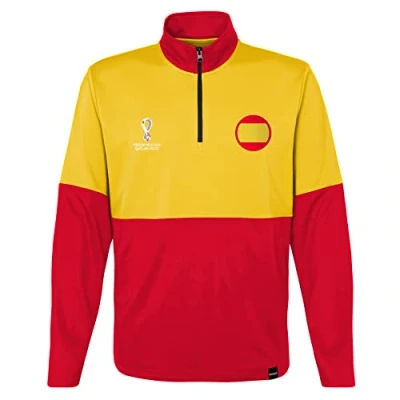 Abbildung von FIFA Herren Offizieller Weltmeisterschaft 2022 1/4 Reißverschluss Spanien zum Überziehen, Gelb/Rot, M