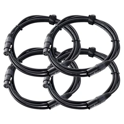 Abbildung von 4er Set Pronomic XFXM 2.5 Mikrofonkabel (2,5m Länge, XLR female 3 pol &gt; male pol, Stecker handgelötet, säure und ölfest, Spannzangen Zugentlastung) schwarz
