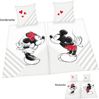 Abbildung von Disney Partnerbettwäsche &quot;Disneys Mickey und Minnie Mouse in Gr. 135x200 cm&quot;, Bettwäsche aus Baumwolle, Bettwäsche,