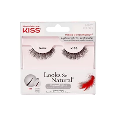 Abbildung von KISS Look So Natural Collection, 1 Paar künstliche Wimpern, Iconic, leicht zu Tragen, enthält Wimpernkleber