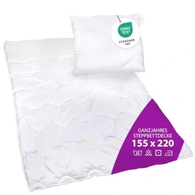 Abbildung von Premium Steppbettdecken Set mit Kopfkissen 155 x 200cm