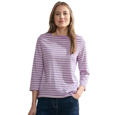 Abbildung von Cecil MIT Streifen Langarmshirt, Damen, Größe: XS, Lila