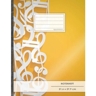 Abbildung von Notenheft: DIN A4 48 Seiten, 24 Blatt, 12 Systeme, „Musicnotes“ Original #GoodMemos Schulheft Mit Inhaltsverzeichnis und Seitenzahlen, Noten Lineatur 14