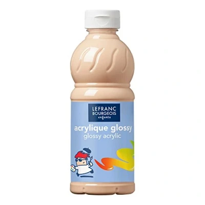 Abbildung von Lefranc Bourgeois 188144 Glossy Kinder Acrylfarbe, gebrauchsfertige flüssige glänzend und wasserfest, Ideal auf Papier, Karton, Holz, Gips, Metall, Plastik, 500ml Flasche Pfirsich