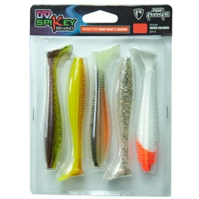 Abbildung von Fox Rage Spikey Shad Mixed UV Colour Pack (5pcs) 12cm Gummifisch