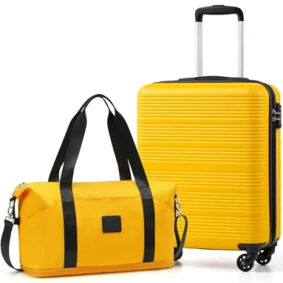 Abbildung von COOLIFE Kabinenkoffer 55x40x20cm und Kabinentasche 25L(45x36x20cm) Set für EastJet Fluggesellschaft Handgepäck Kabinengepäck Hartschlagenkoffer Leichtgewicht mit TSA Schloss Langlebig
